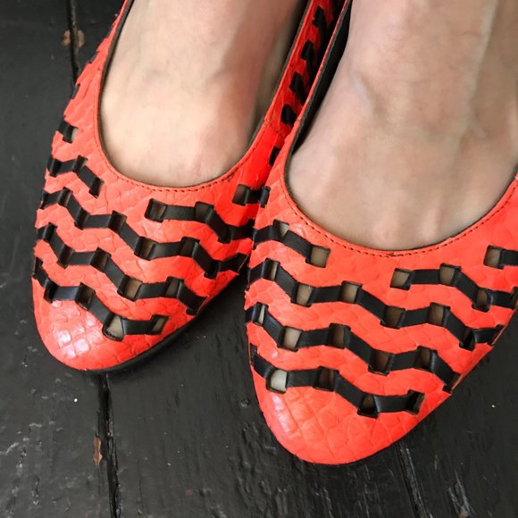 Neon orange woven flats - Picture 2 of 10